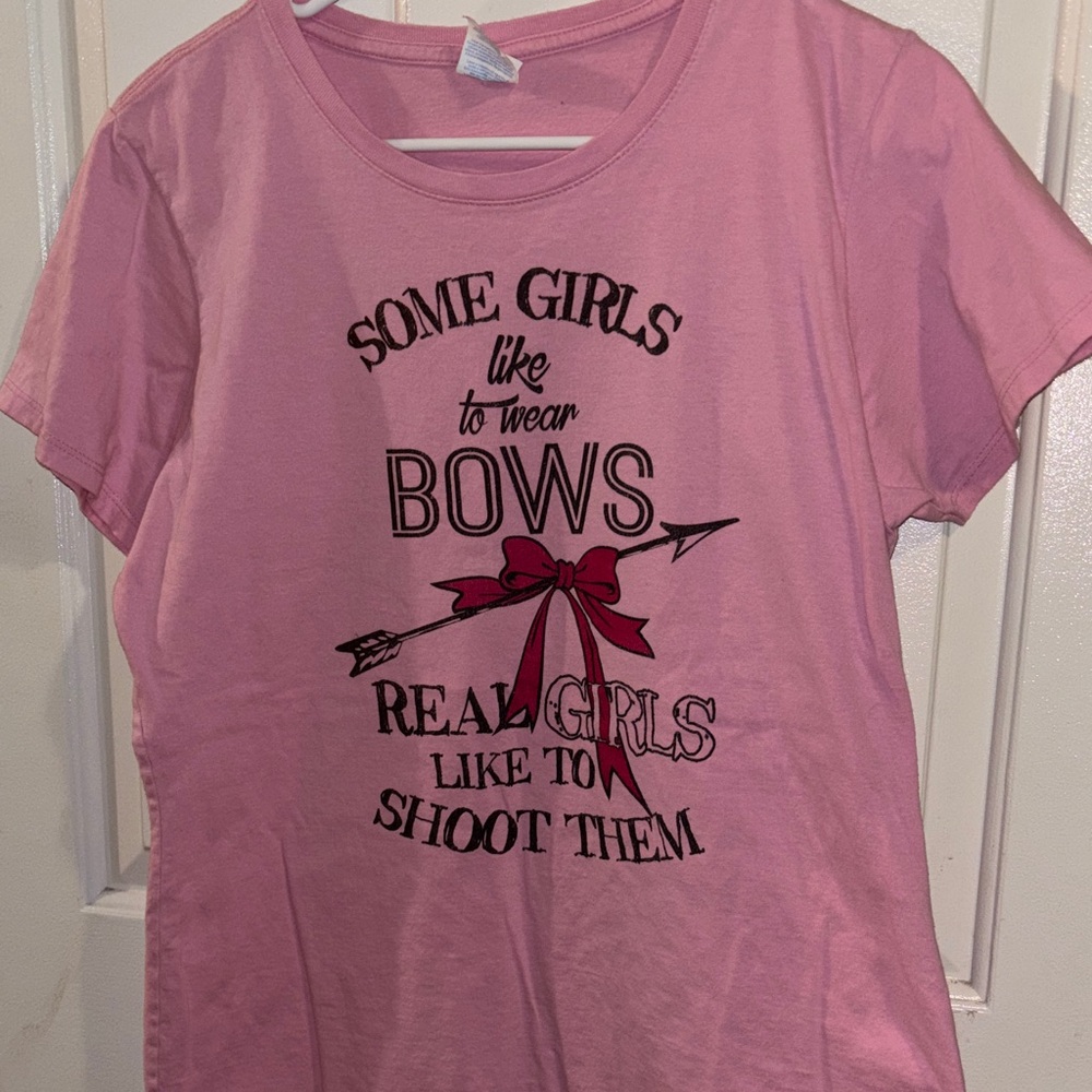 Pink Graphic Tee with Bow Design